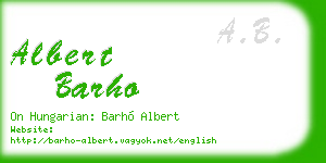 albert barho business card